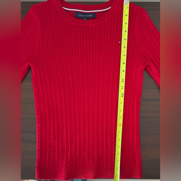 Tommy Hilfiger Women's Red Crew Neck Cable Knit Sweater, Size Small - Picture 7 of 11